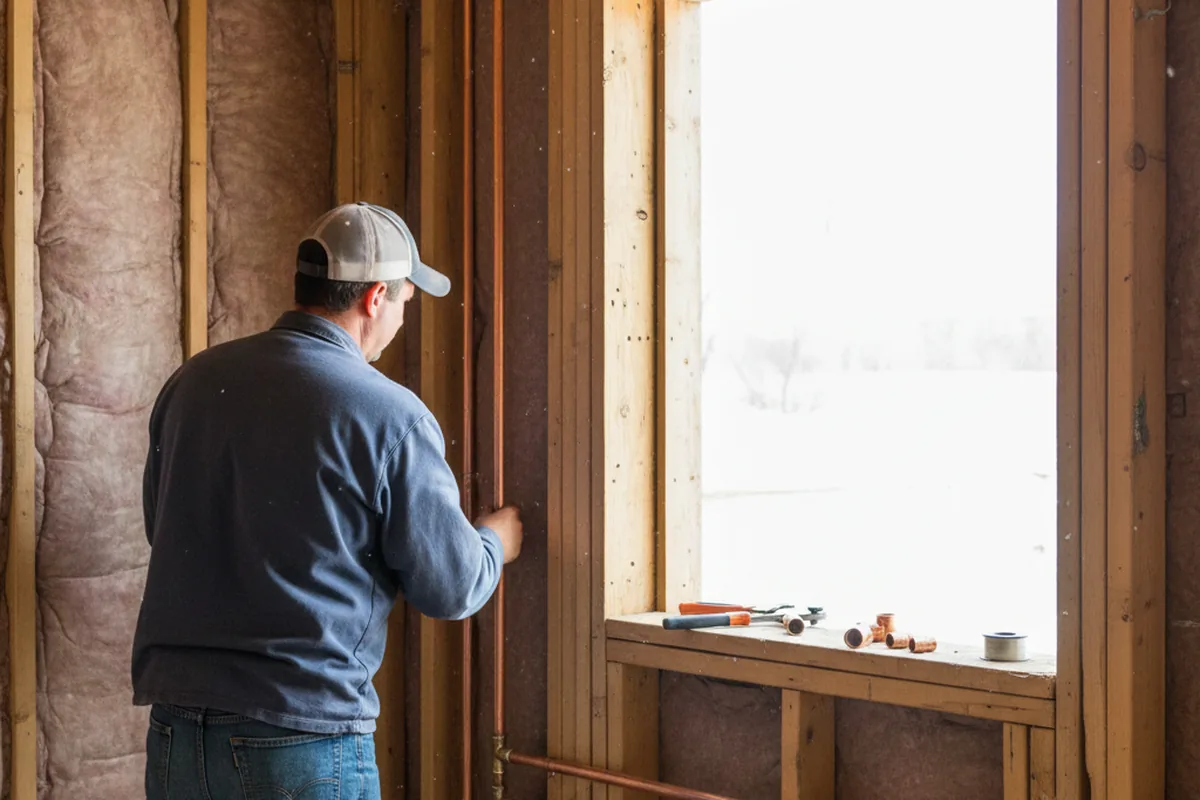 Licensed plumber running new copper supply lines in a Mechanicsburg home